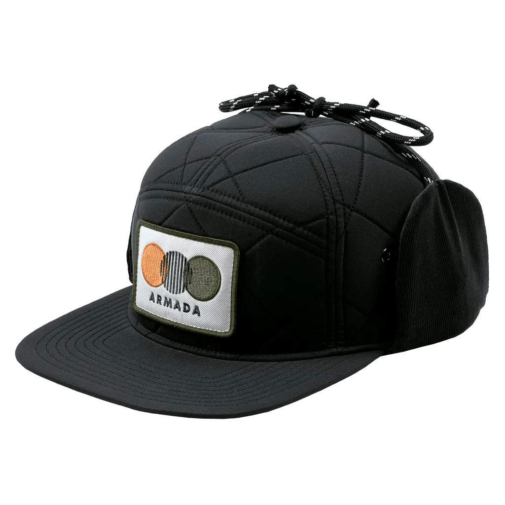 7 panel quilted hat - Black