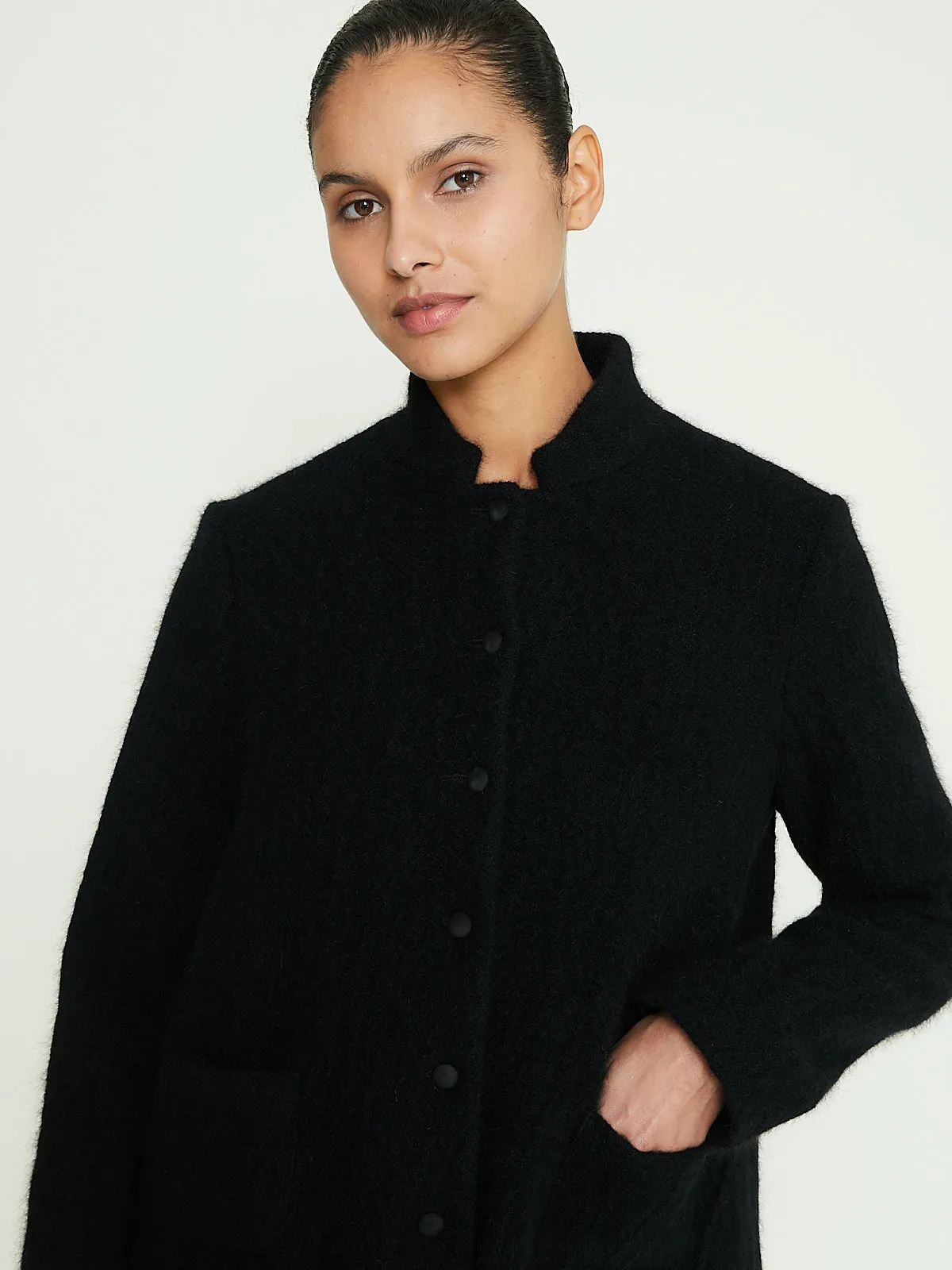 Angora Wool Jacket in Black