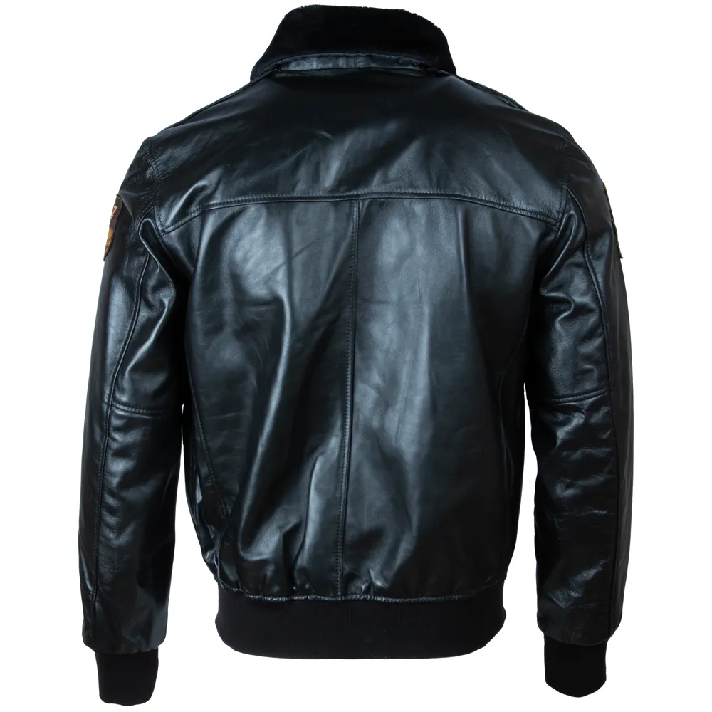 B406 Men's Aviator Bomber Jacket - Black