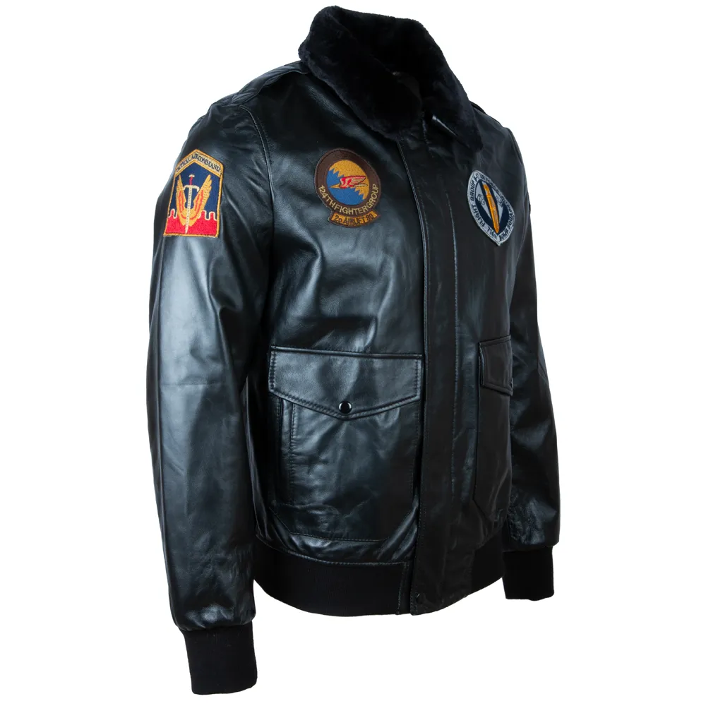 B406 Men's Aviator Bomber Jacket - Black