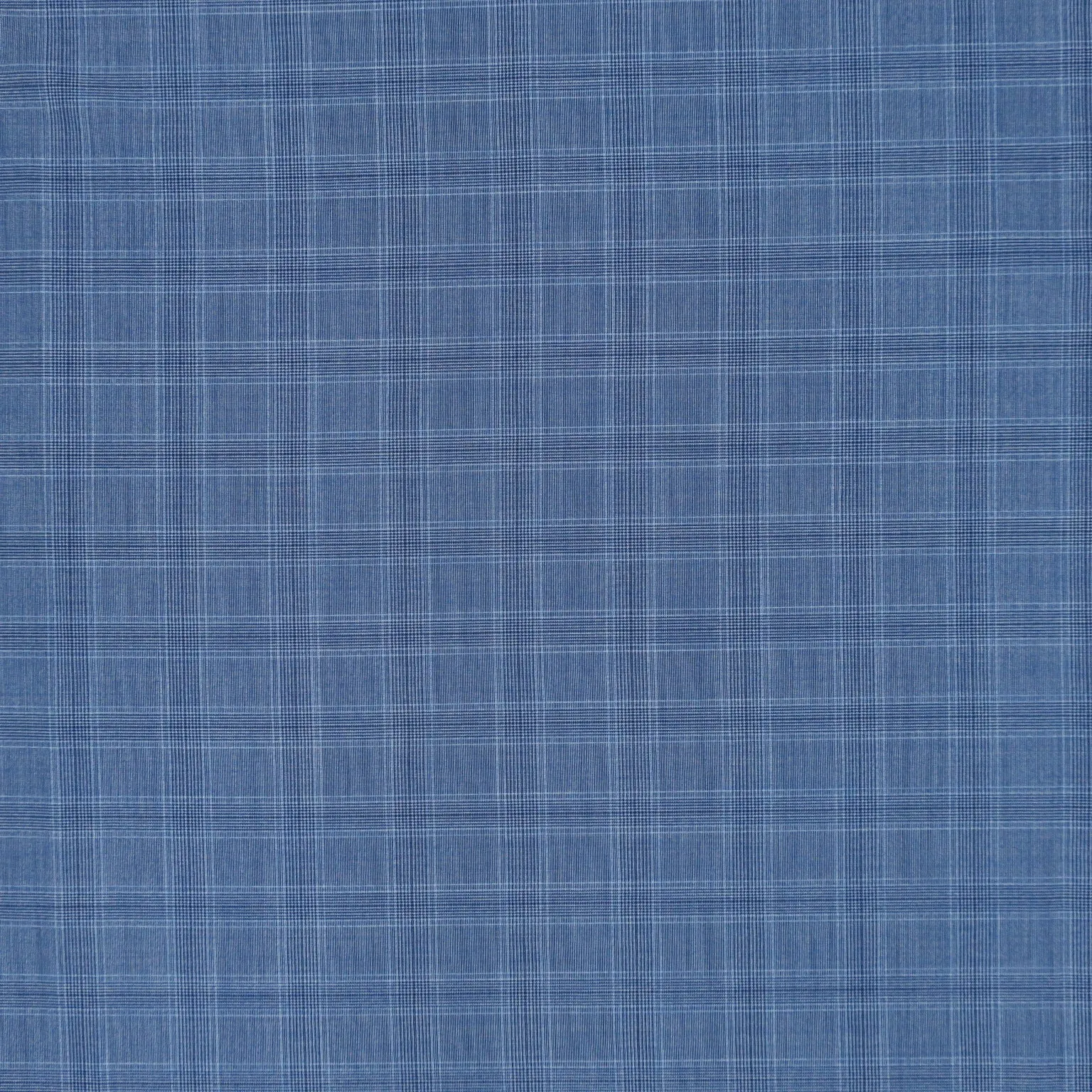 Blue and White Tartan Bleu Shine Super 130's  Ariston Fabric