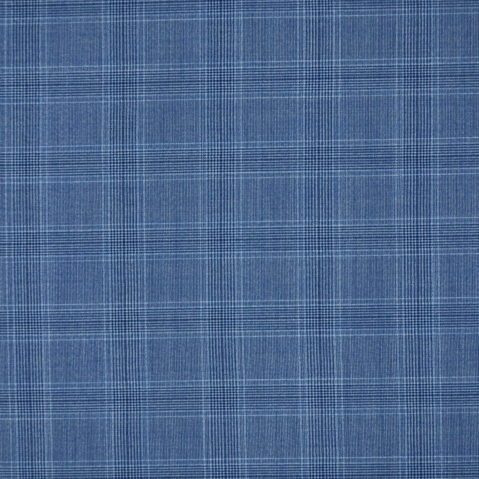 Blue and White Tartan Bleu Shine Super 130's  Ariston Fabric