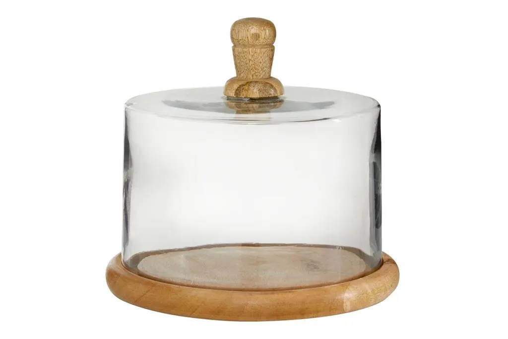 BROWN GLASS CAKE STAND WITH GLASS LID,