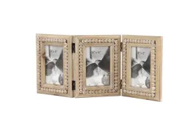 BROWN WOOD BEADED PHOTO FRAME