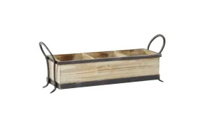 BROWN WOOD TRAY WITH DIVIDERS