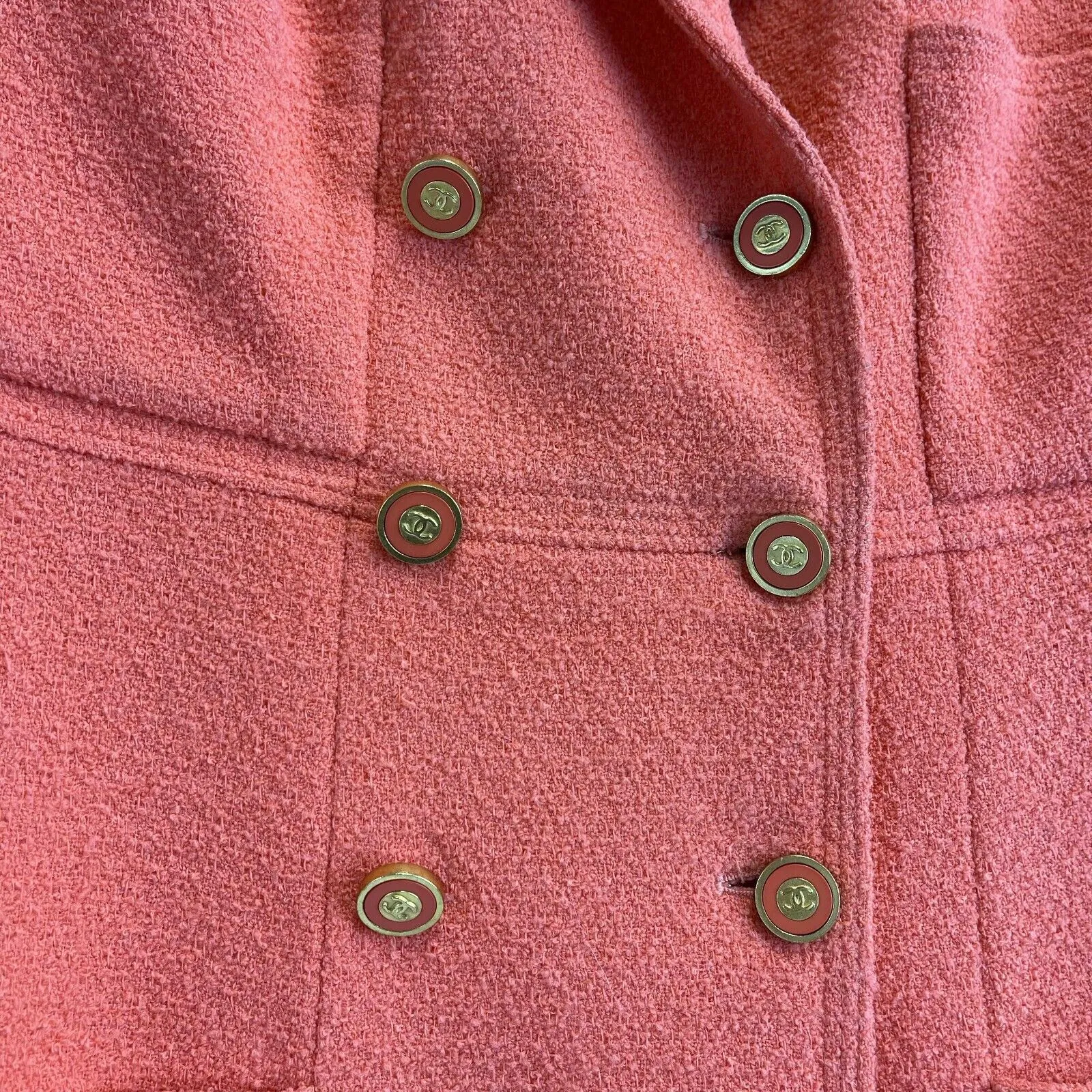 CHANEL - Coral Skirt Suit - 2 Pockets - CC Buttons - 44 US 14