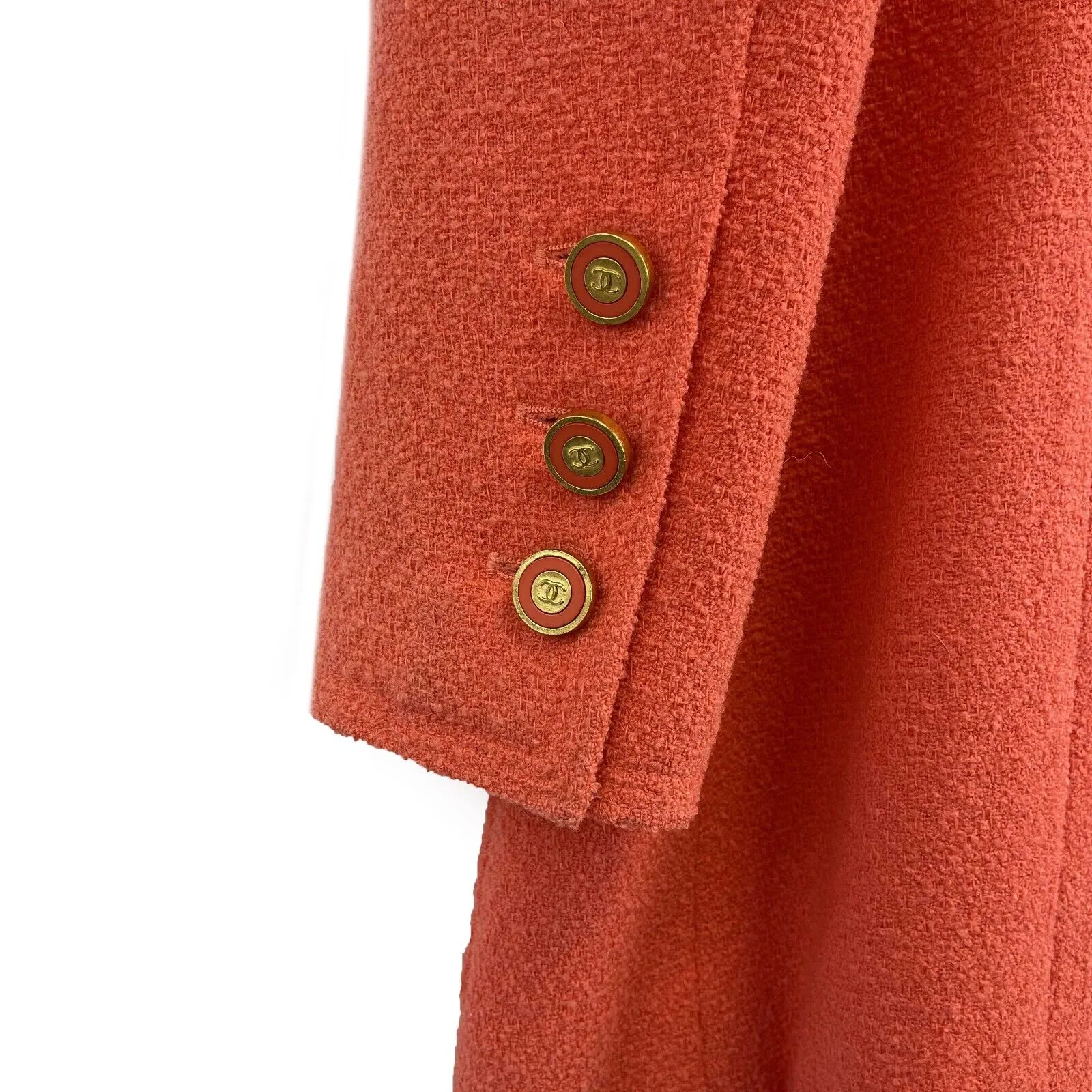 CHANEL - Coral Skirt Suit - 2 Pockets - CC Buttons - 44 US 14