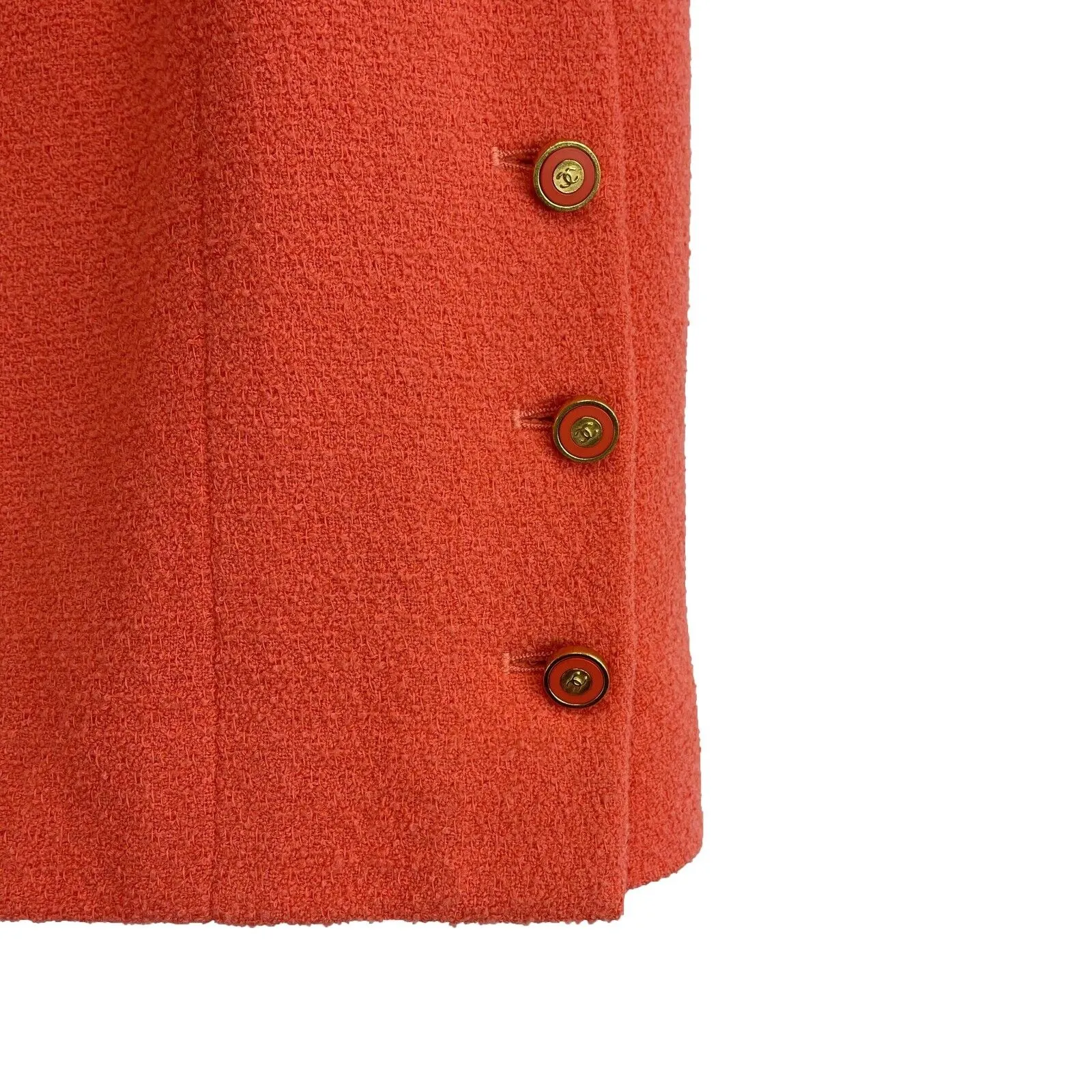 CHANEL - Coral Skirt Suit - 2 Pockets - CC Buttons - 44 US 14