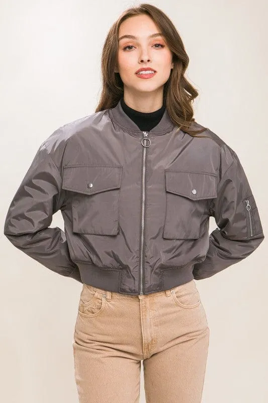 Cropped Bomber Jacket