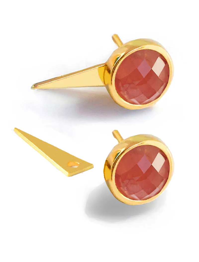 FIRE 3-Way Pink Coral 24K Gold Earring Jackets