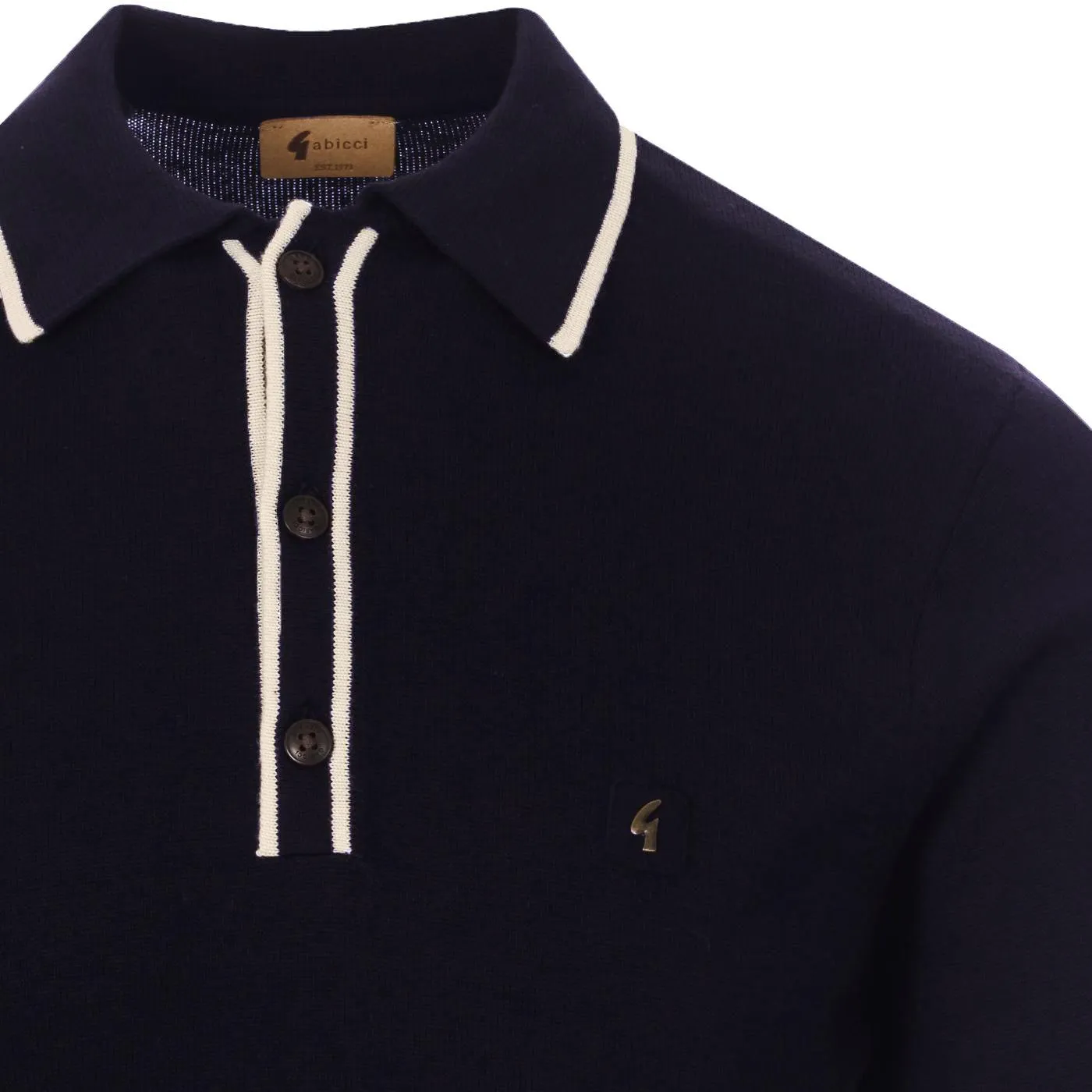 Gabicci Vintage Lineker Knitted Polo Shirt Navy