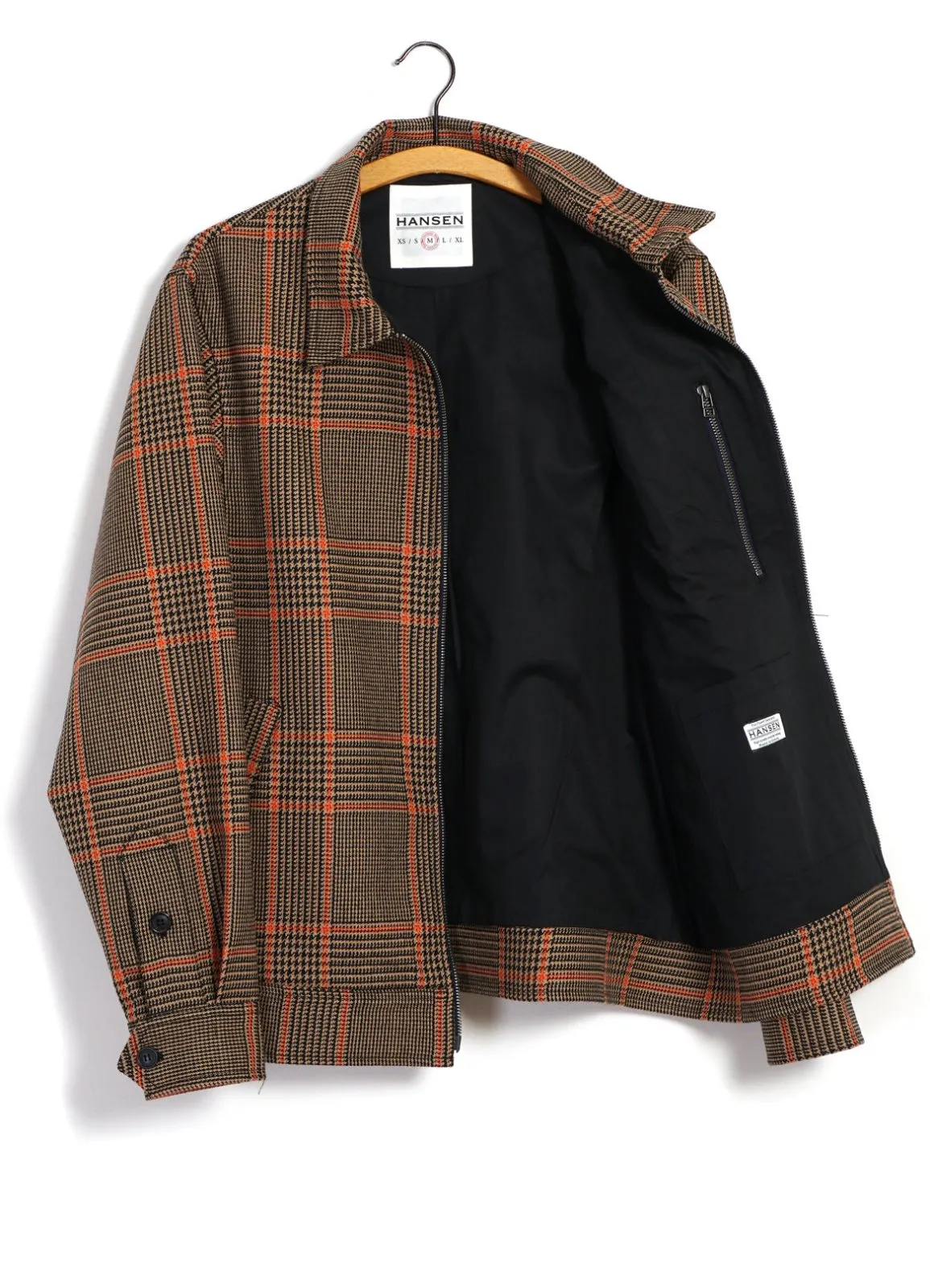 JARLE | Casual Zipper Jacket | Orange Glen Check