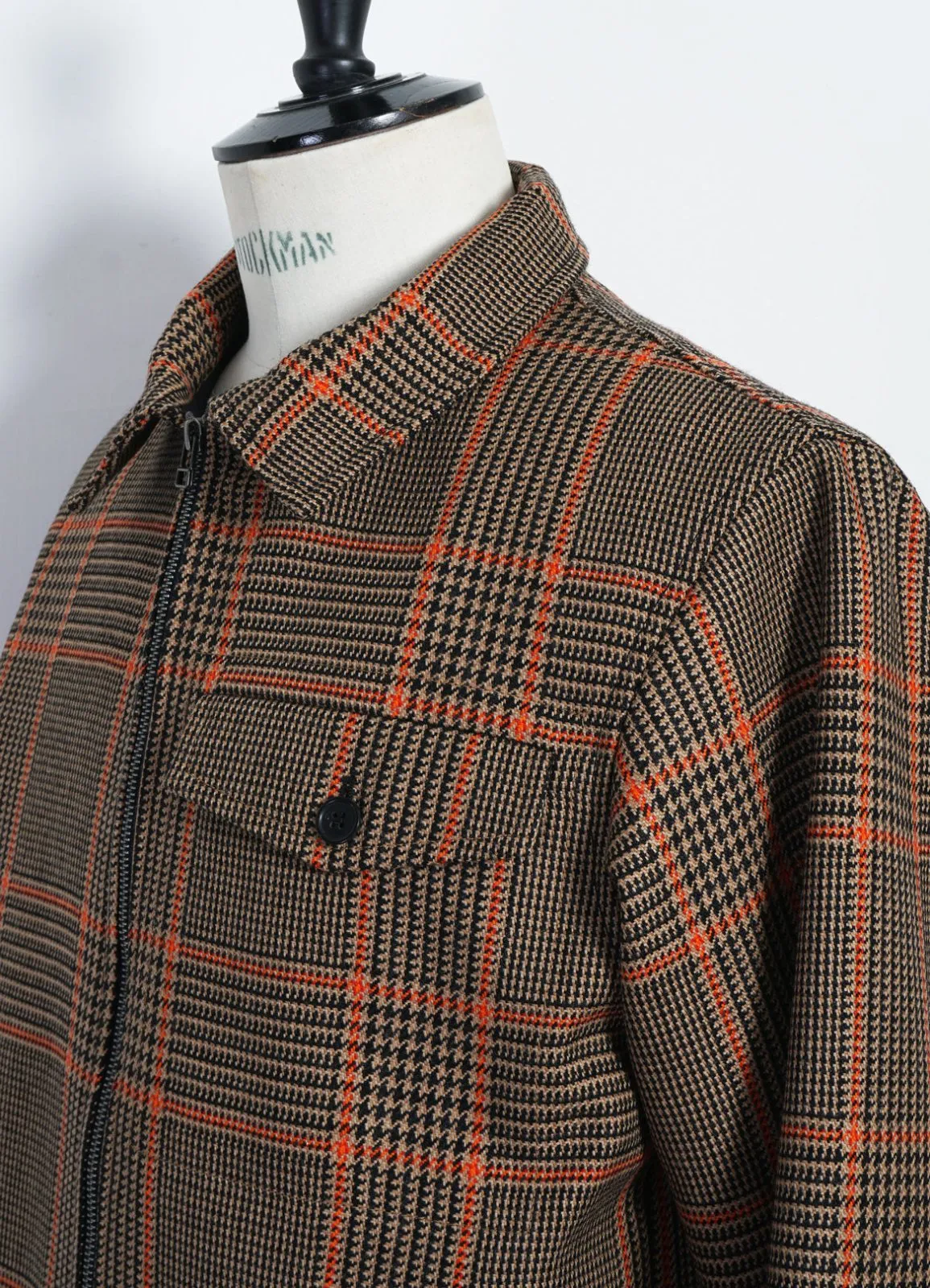 JARLE | Casual Zipper Jacket | Orange Glen Check