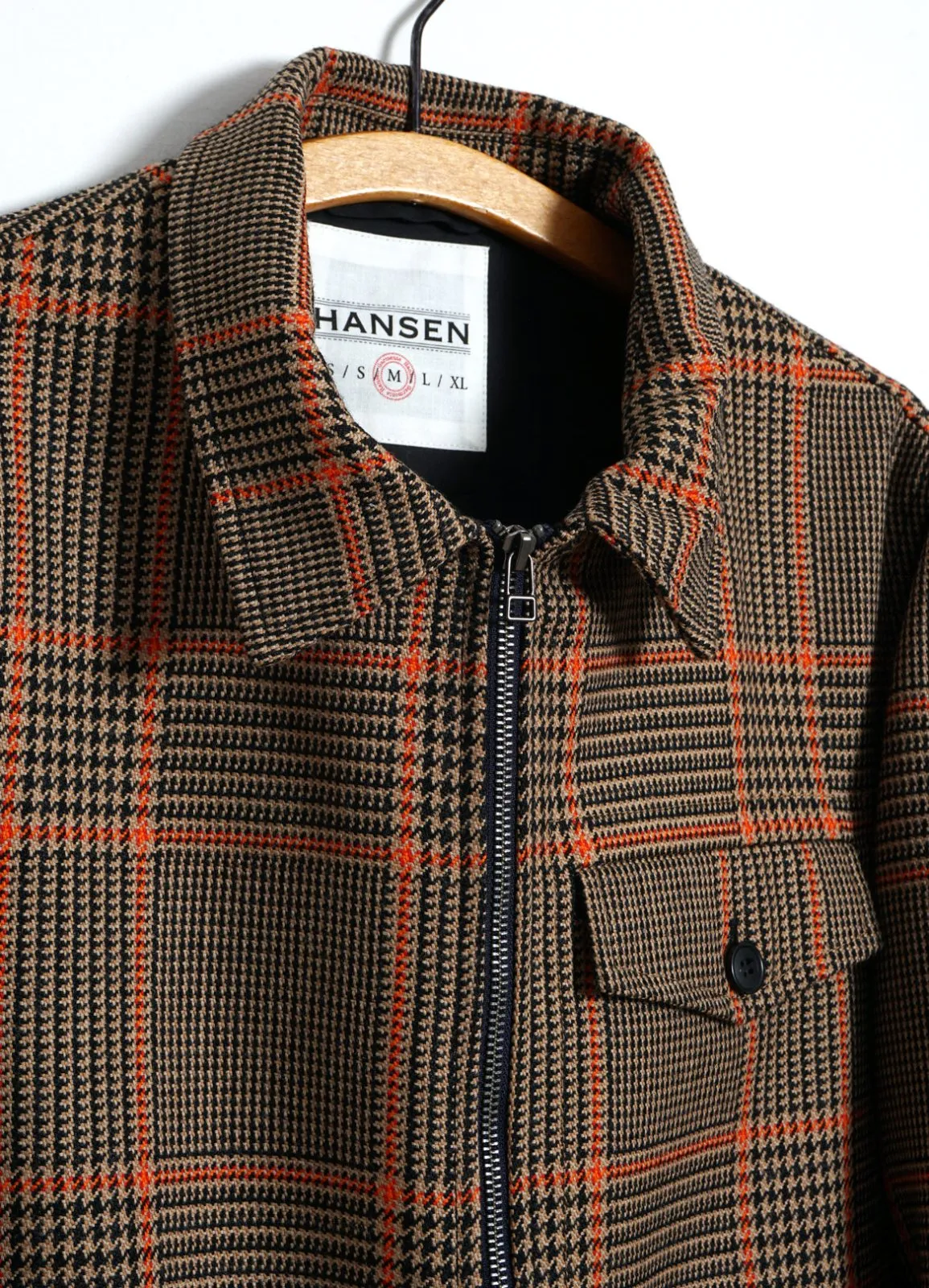 JARLE | Casual Zipper Jacket | Orange Glen Check