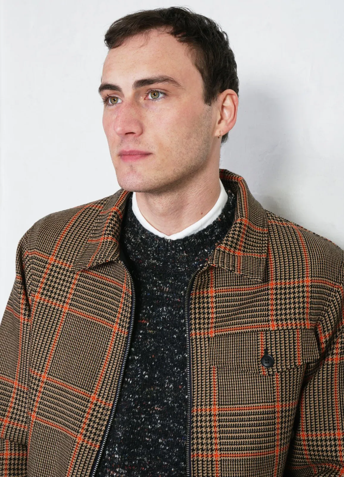 JARLE | Casual Zipper Jacket | Orange Glen Check