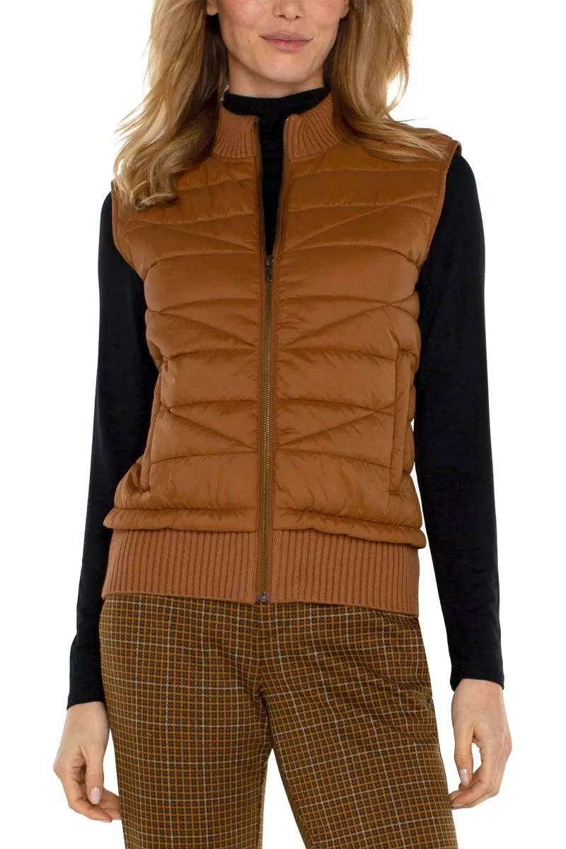 LA Sleeveless Quilted Vest-Tumeric