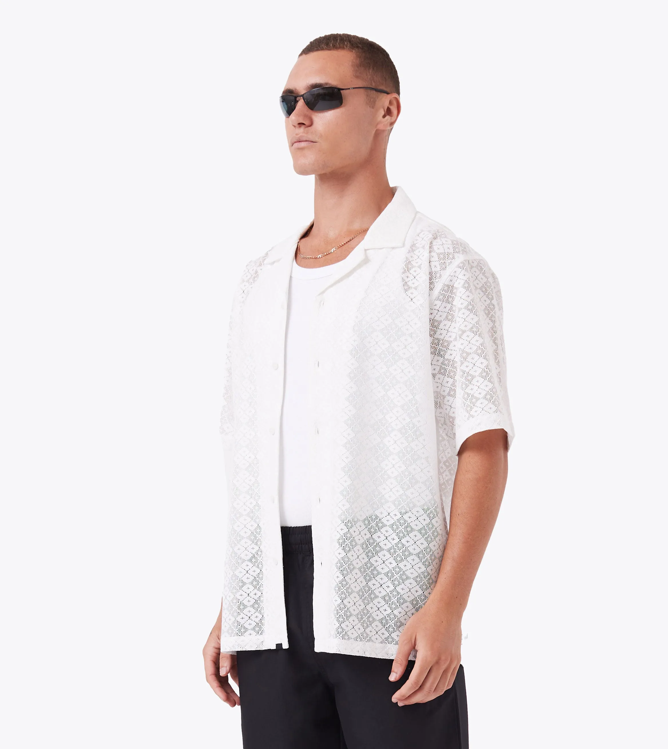 Lace Holiday SS Shirt White