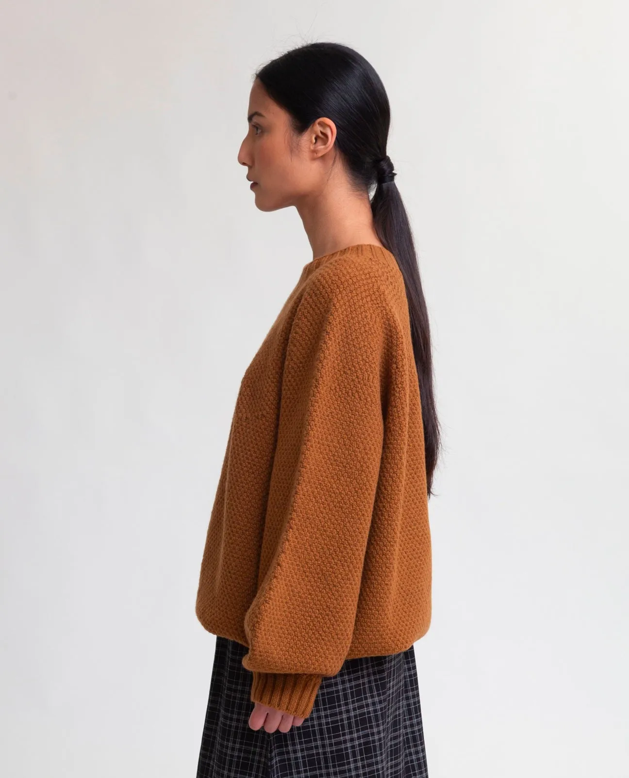 Maria Lambs Wool Jumper In Tan