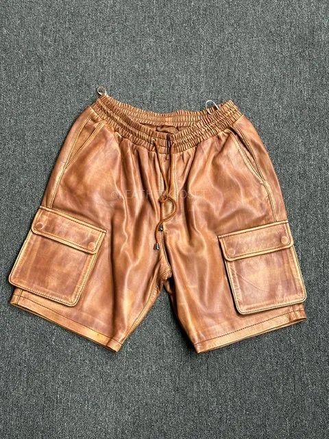 Men's Leather Cargo Shorts