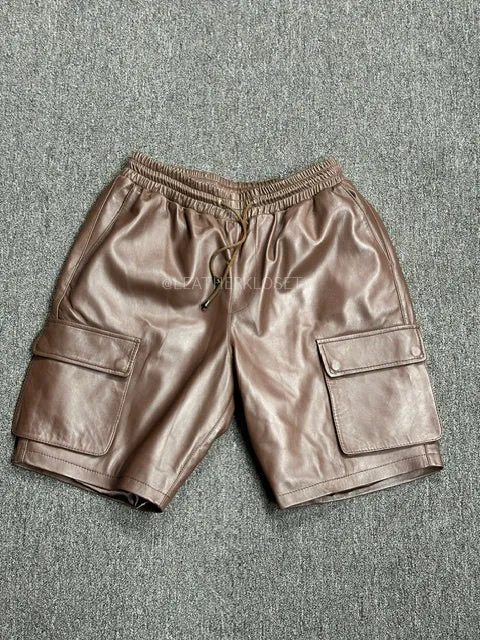 Men's Leather Cargo Shorts