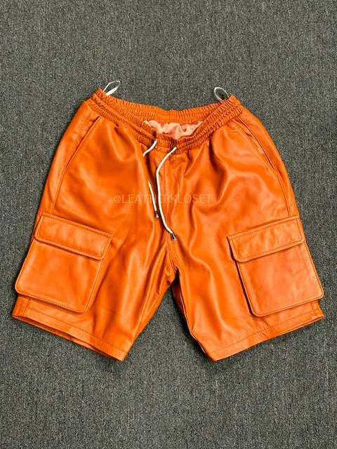 Men's Leather Cargo Shorts