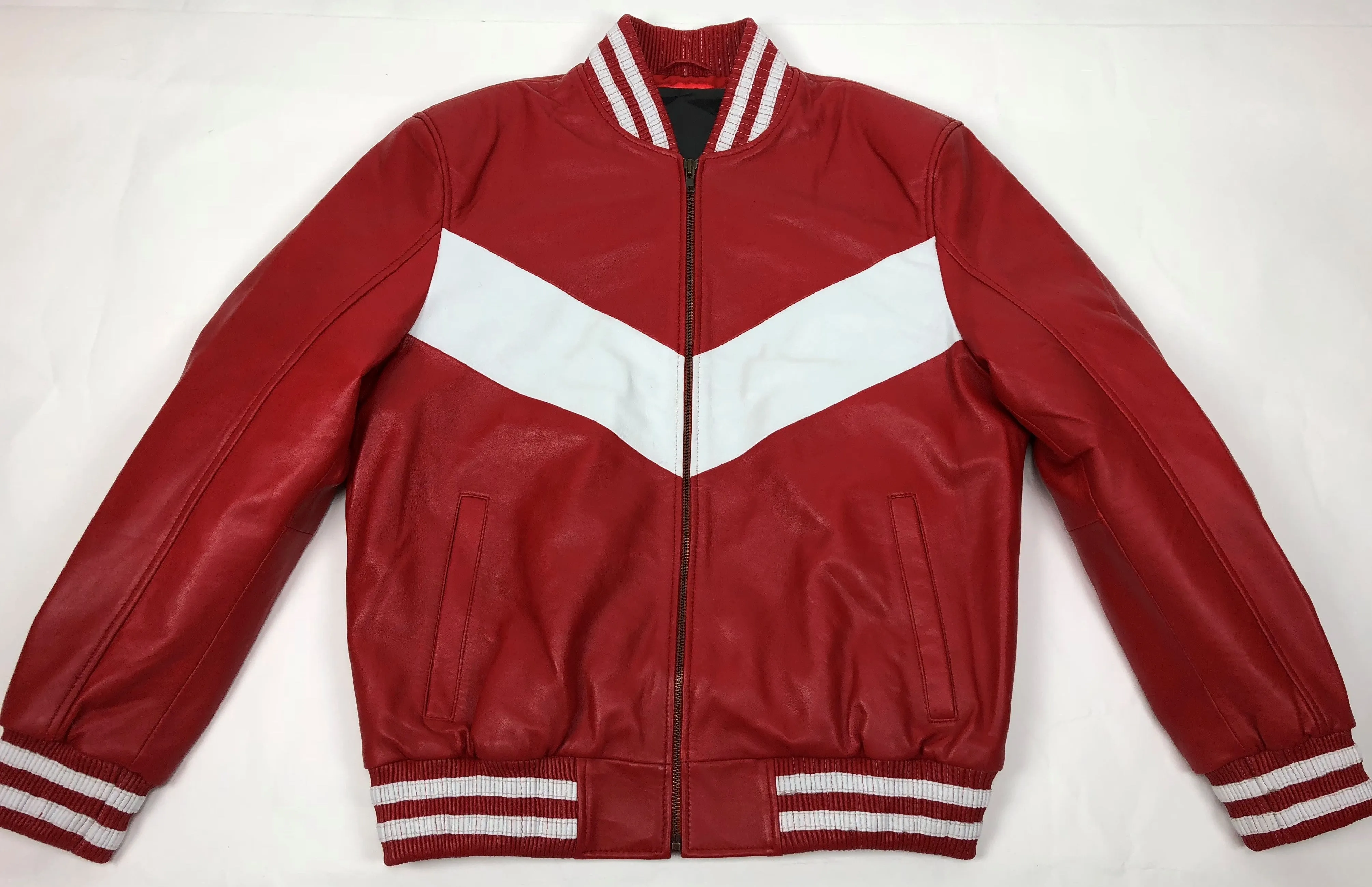 Men's V-Bomber Baseball Jacket [Red/White]