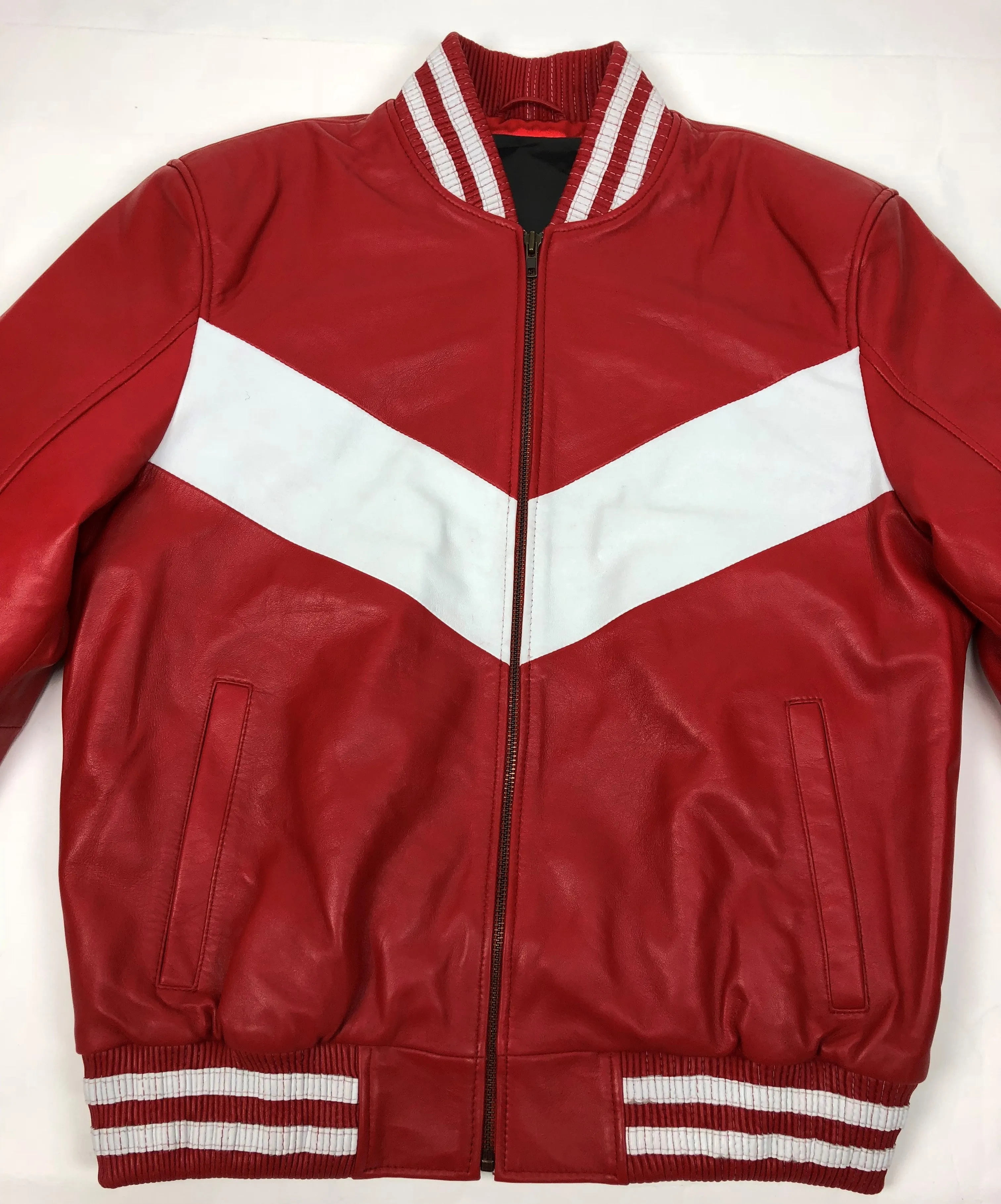 Men's V-Bomber Baseball Jacket [Red/White]