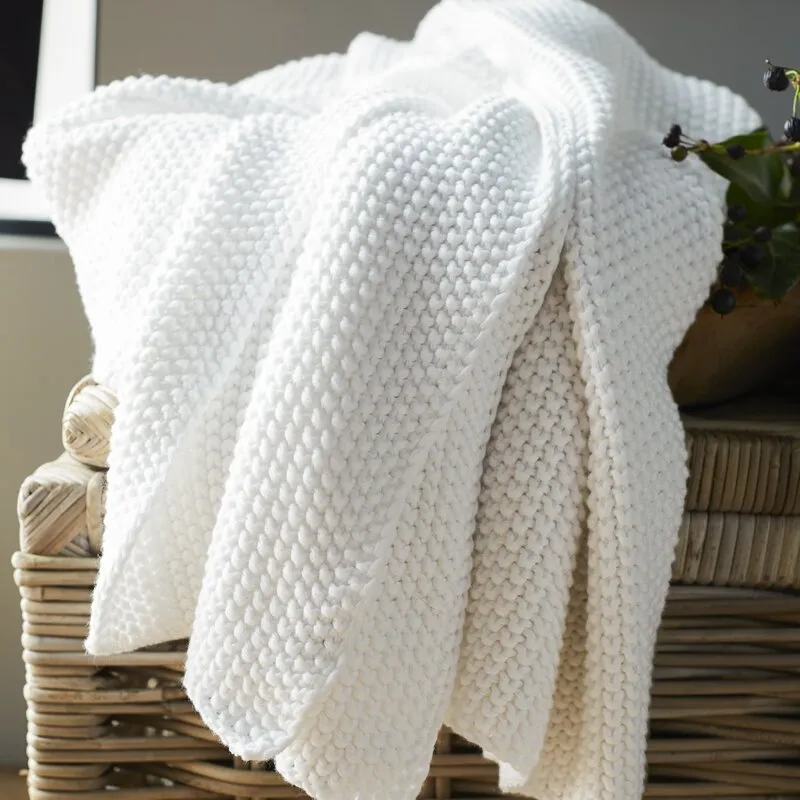 Mordenla 100% Cotton Handmade Knitted Throw