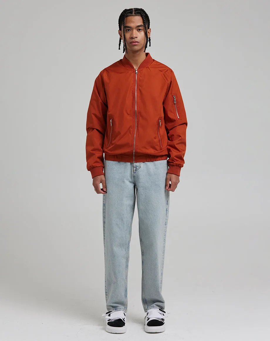 Pouzard Mens Stylish Bomber Jacket in Vibrant Paprika Color