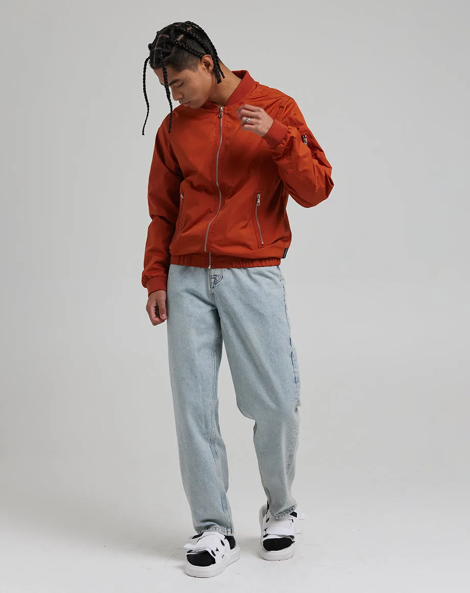 Pouzard Mens Stylish Bomber Jacket in Vibrant Paprika Color