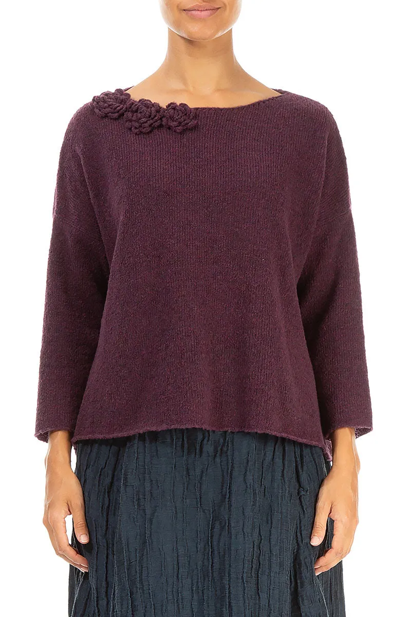 Rosette Mulberry Wool Sweater