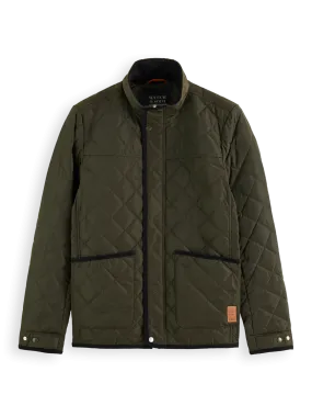 Scotch & Soda - Corduroy Trimmed Quilted Vest Jacket - Military