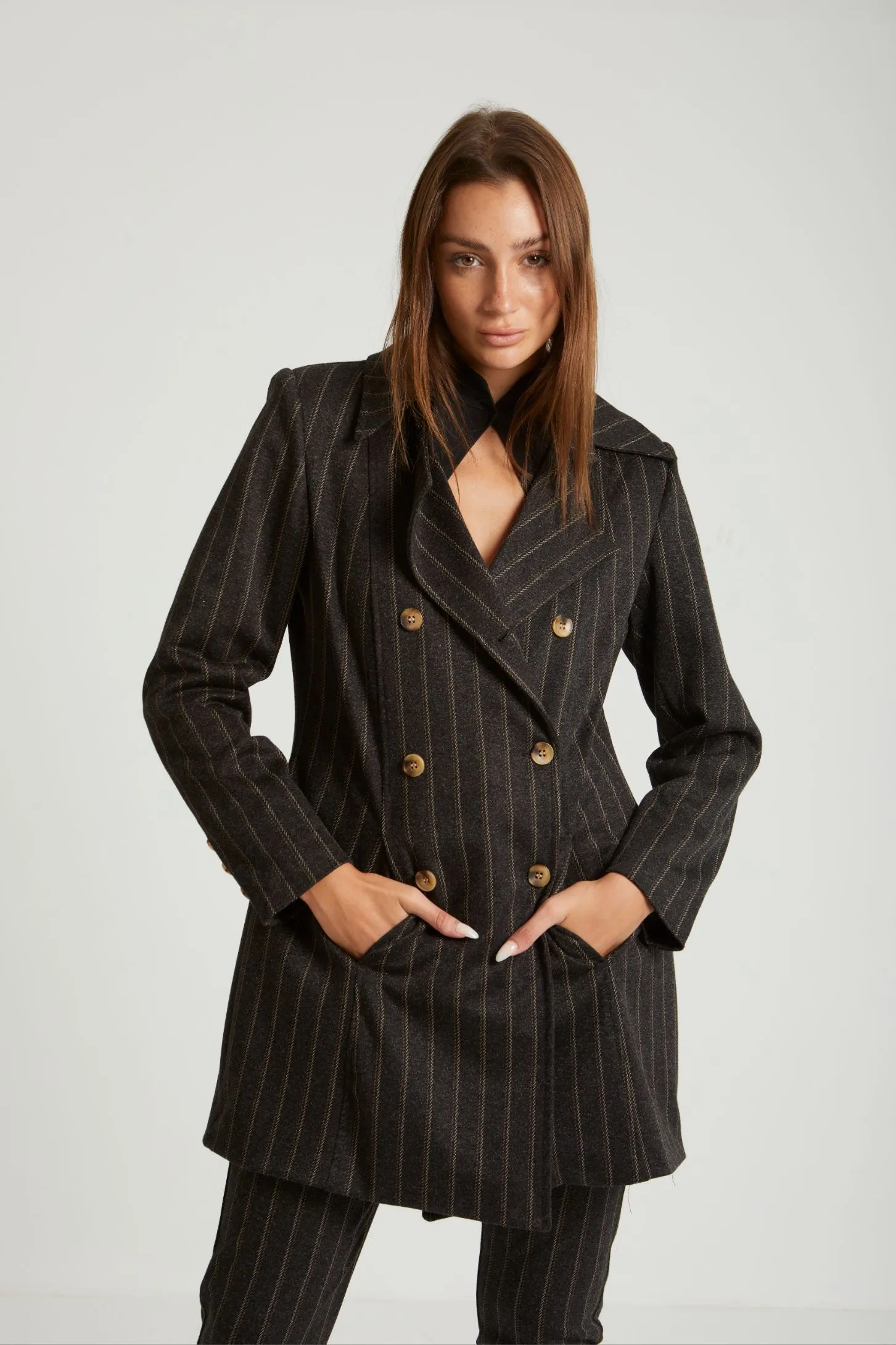 STRIPED LONGLINE COAT