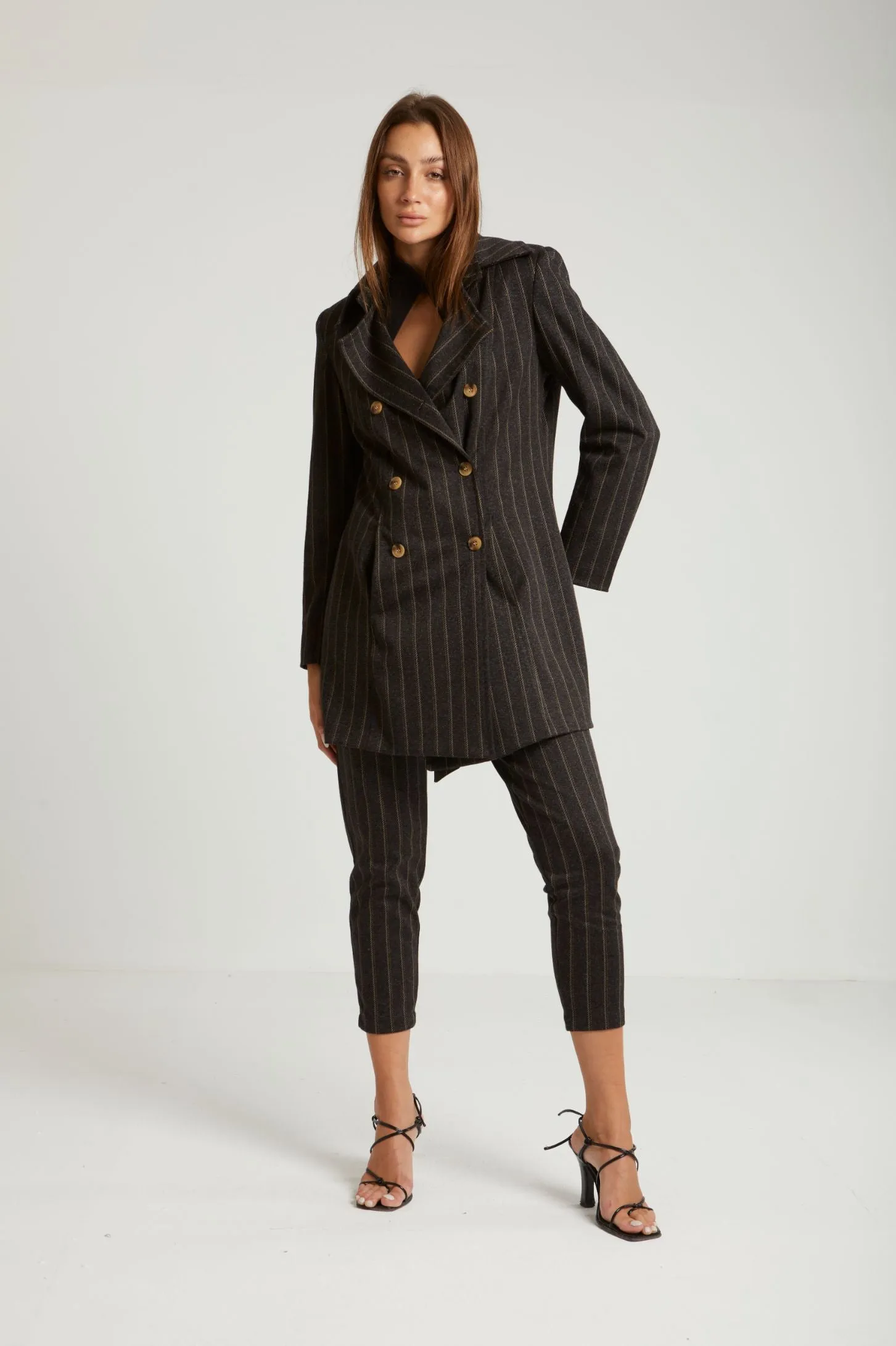 STRIPED LONGLINE COAT