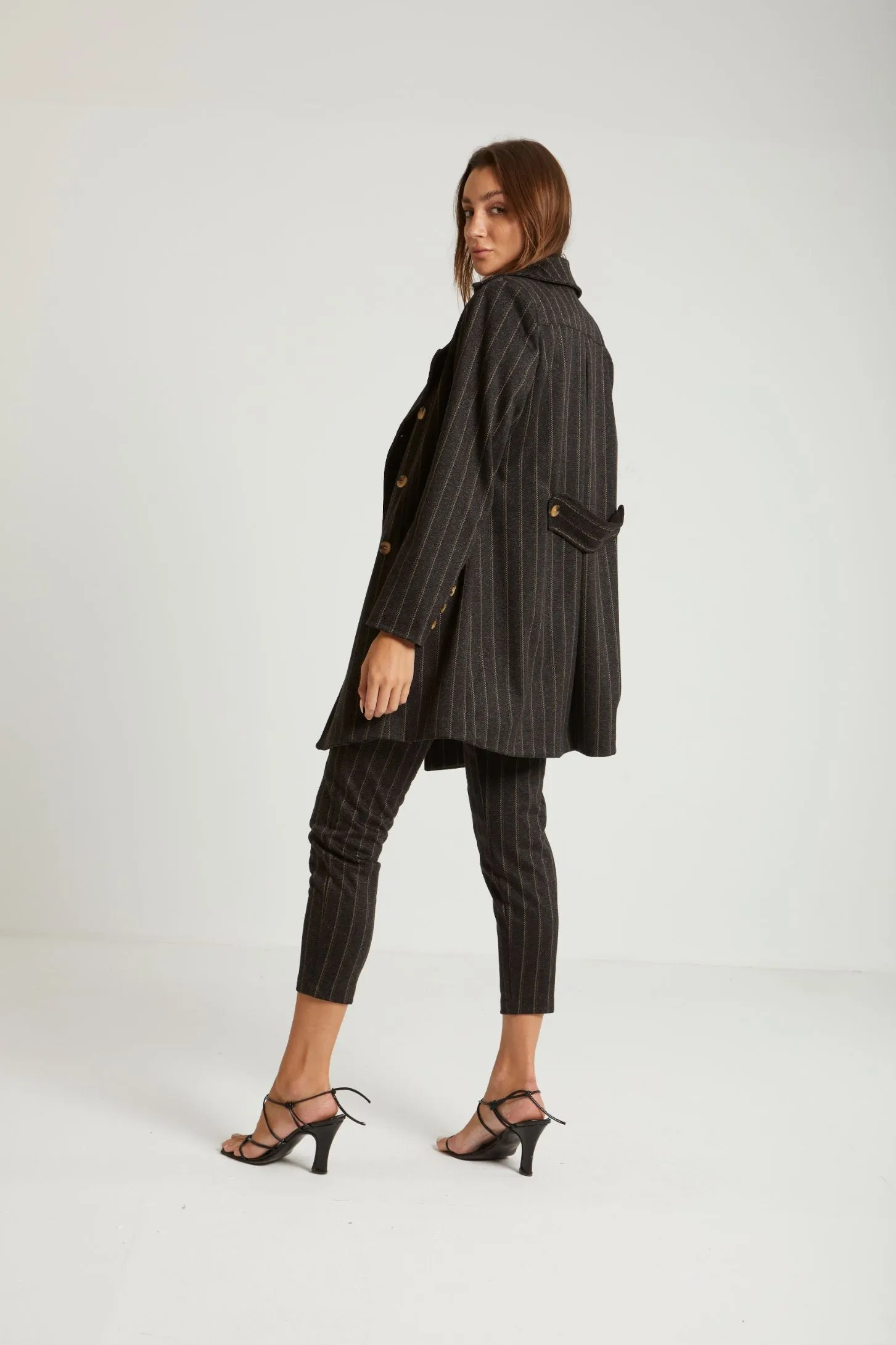 STRIPED LONGLINE COAT