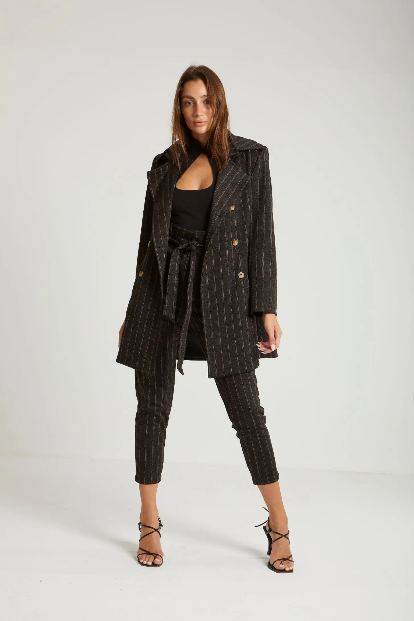 STRIPED LONGLINE COAT