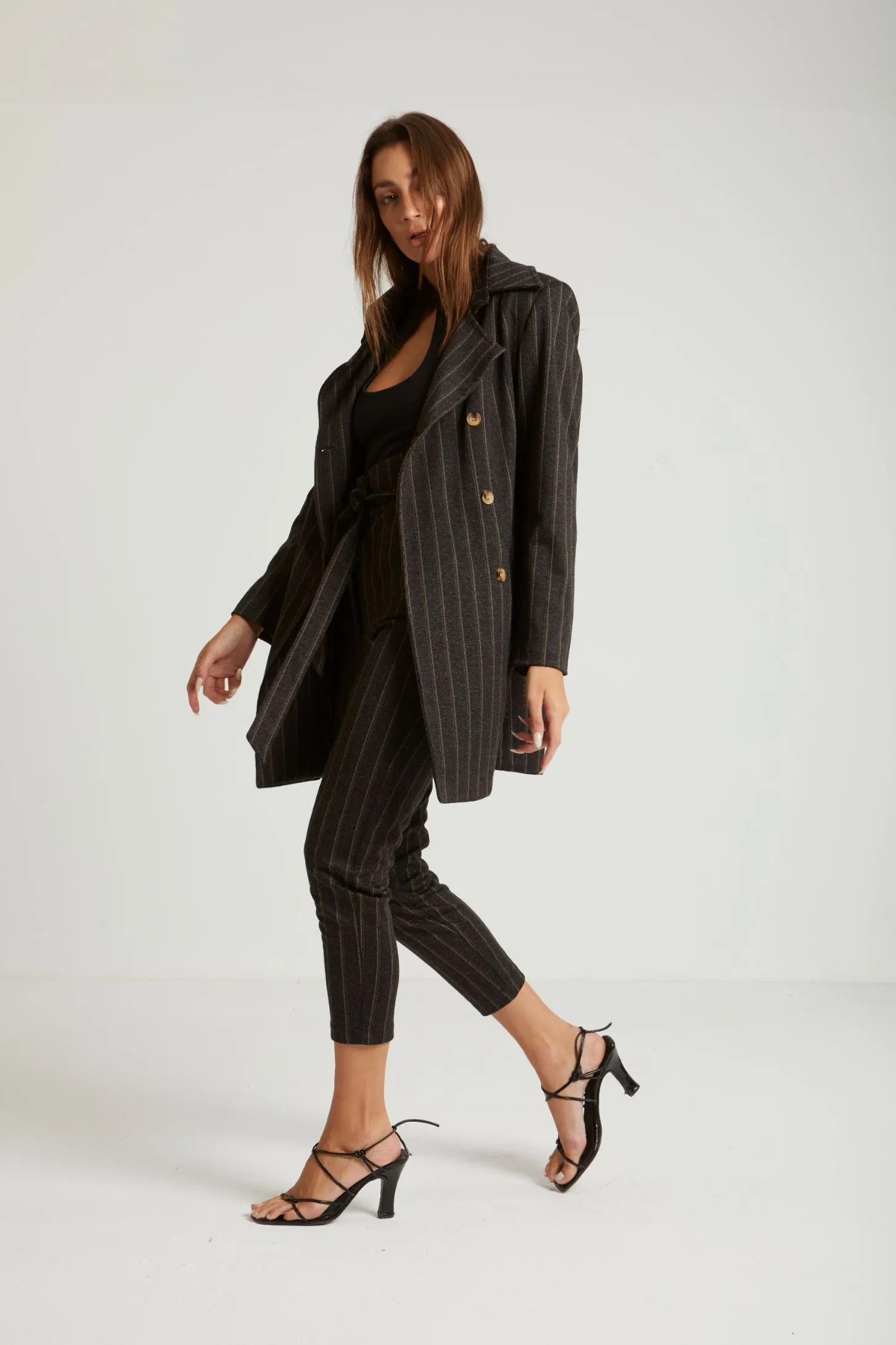 STRIPED LONGLINE COAT