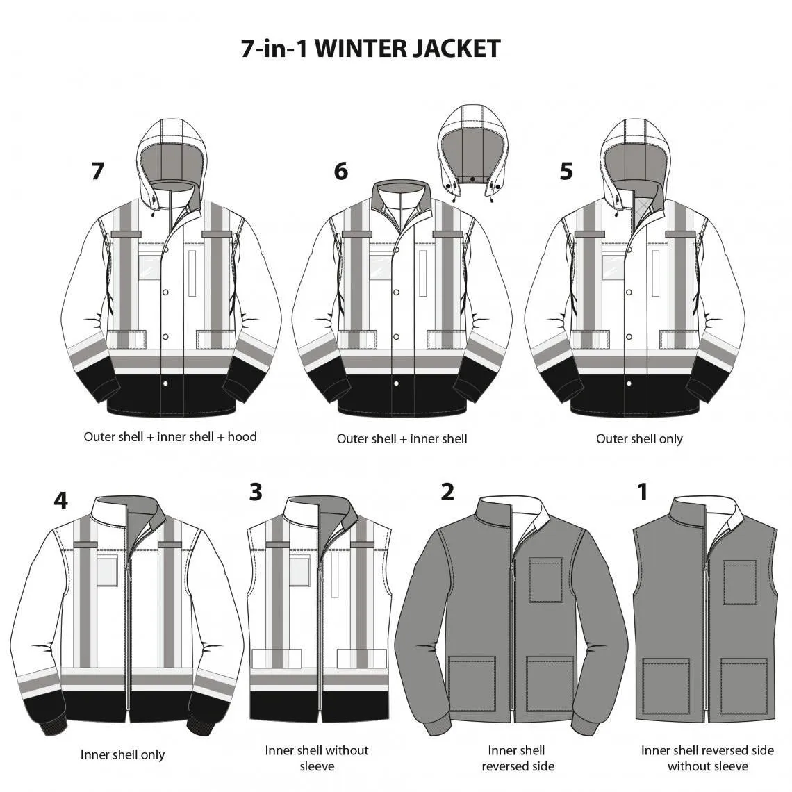 Terra Hi-Vis 7-in-1 Orange Winter Work Jacket System - Model 116501