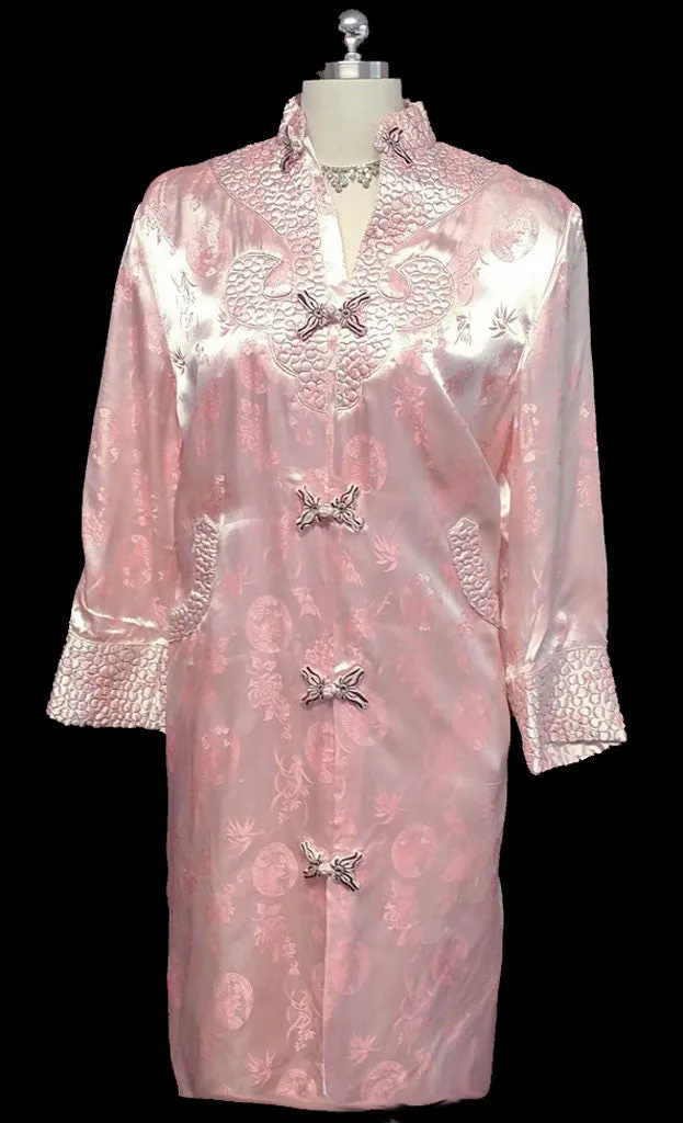 *VINTAGE ORIENTAL ASIAN PINK SATIN QUILTED ROBE FROM HONG KONG