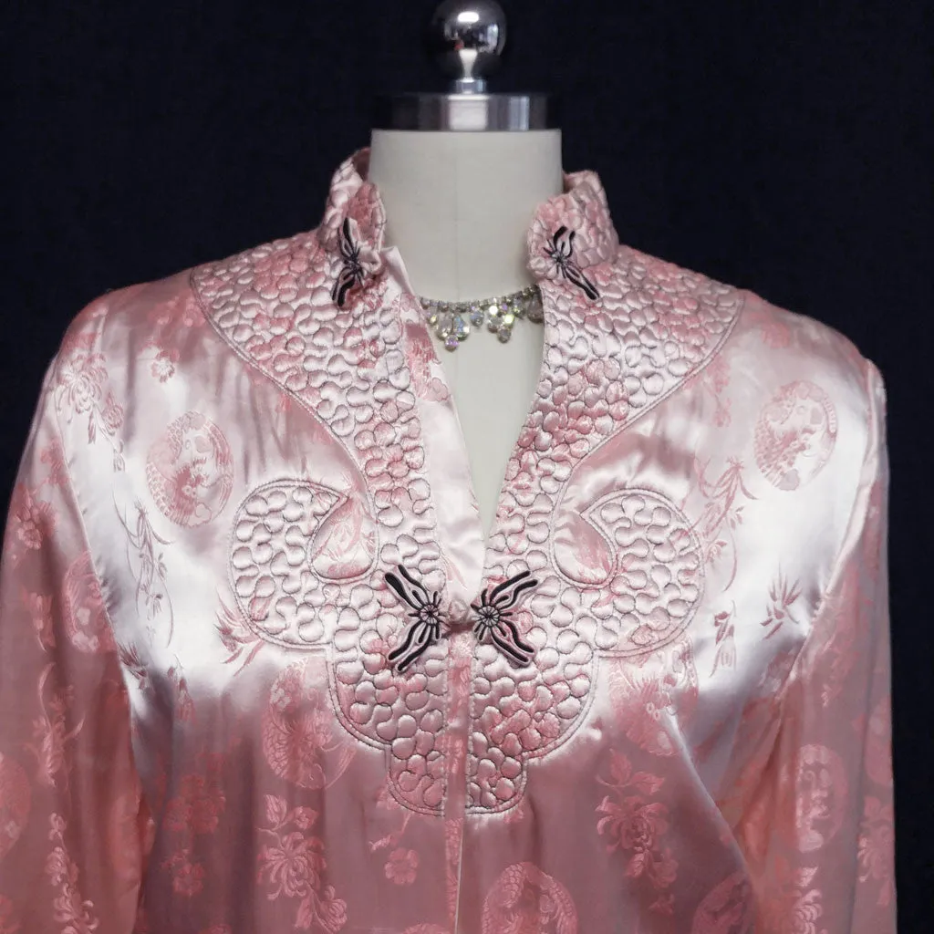 *VINTAGE ORIENTAL ASIAN PINK SATIN QUILTED ROBE FROM HONG KONG