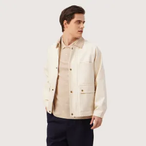 Woven Jacket With Multiple Pockets And Contrast Collar